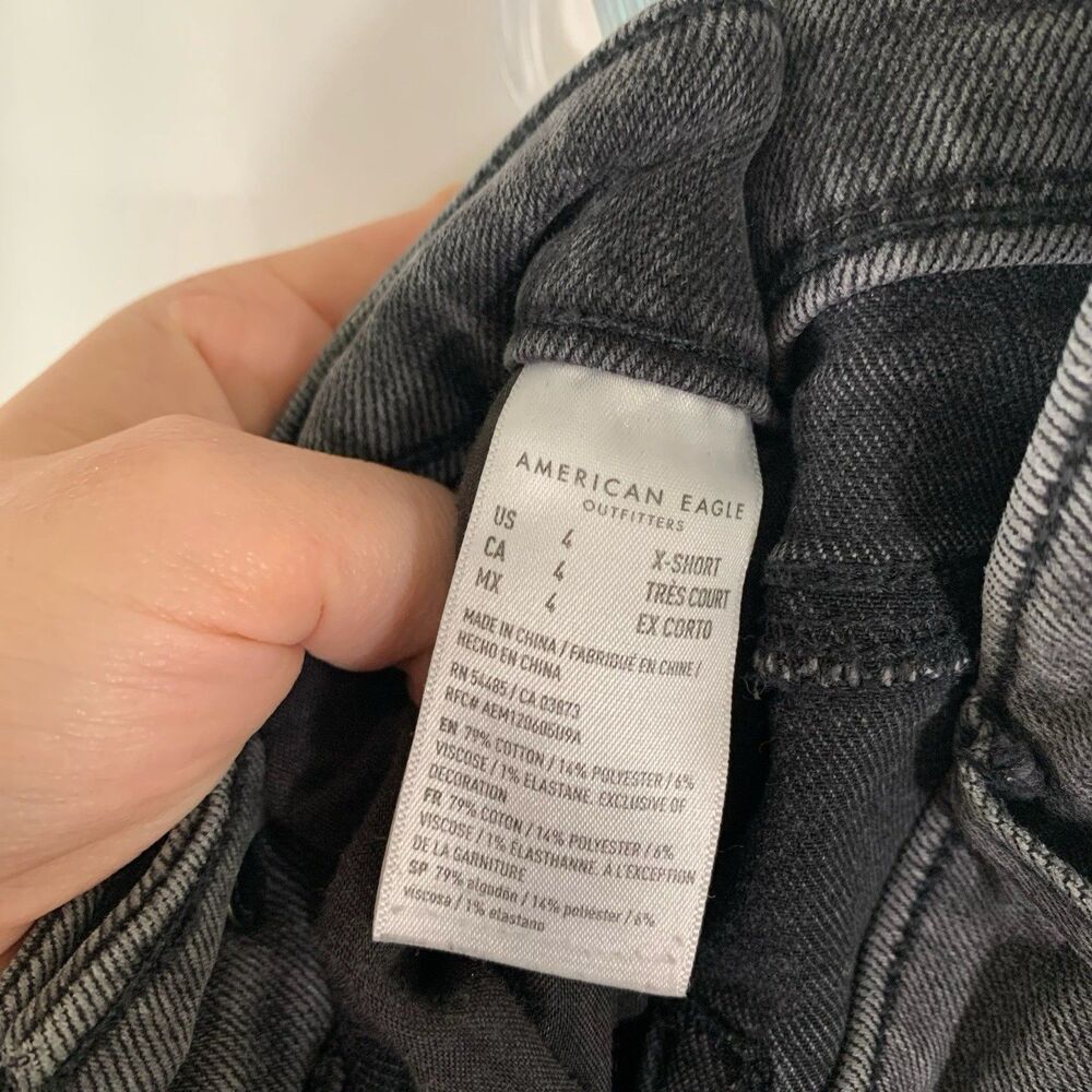 American Eagle Stretch Jeans Women's 4 Grey Denim Mid Rise Cotton Blend - Picture 6 of 8